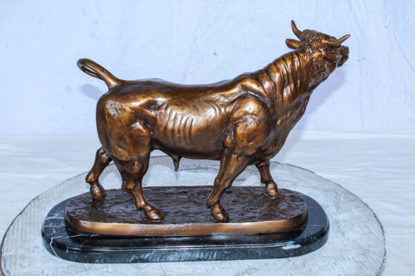 Bronze Bull Statue Le Taureau by Arnadia on Marble Base 19" x 8" x 13"H - Image 7