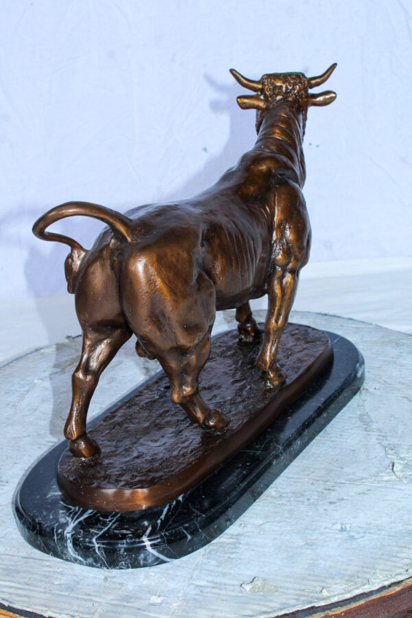 Bronze Bull Statue Le Taureau by Arnadia on Marble Base 19" x 8" x 13"H - Image 8