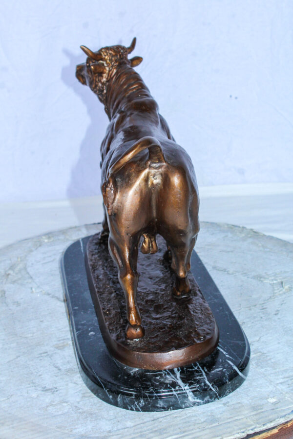 Bronze Bull Statue Le Taureau by Arnadia on Marble Base 19" x 8" x 13"H - Image 9