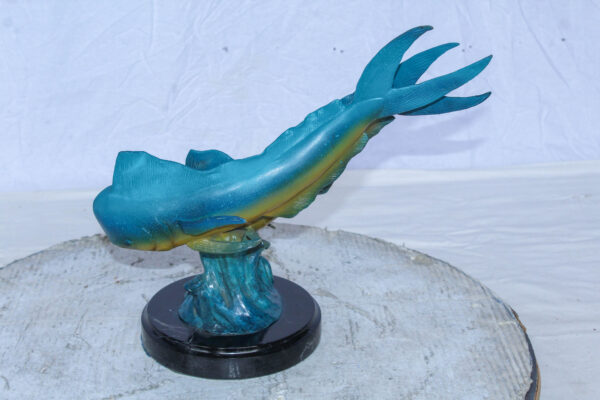 Bronze Mahi Mahi Dolphin Fish Bronze Statue on Marble Base 15" x 7" x 13"H - Image 6