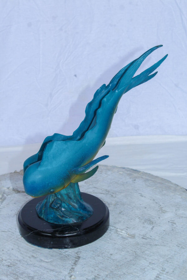 Bronze Mahi Mahi Dolphin Fish Bronze Statue on Marble Base 15" x 7" x 13"H - Image 7