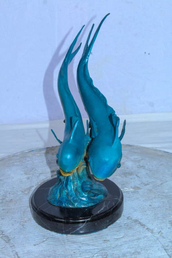 Bronze Mahi Mahi Dolphin Fish Bronze Statue on Marble Base 15" x 7" x 13"H - Image 8