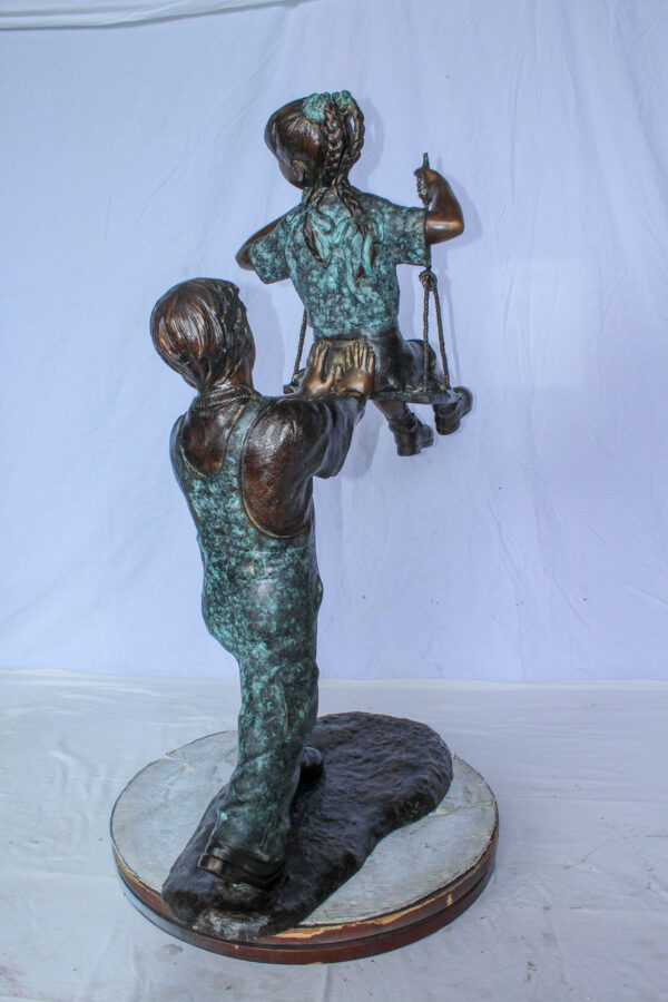 Boy Pushing Girl on Swing Bronze Statue Outdoor Decor 39" x 13" x 44"H - Image 6