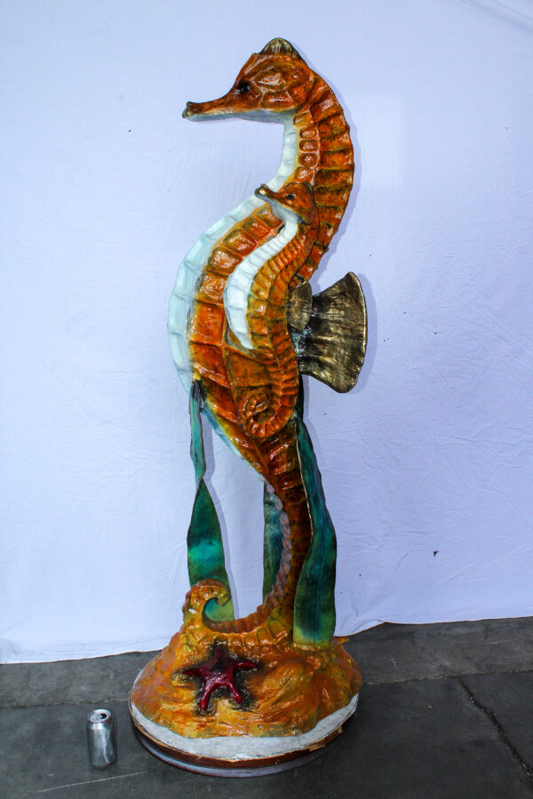 Large Bronze Seahorse and Baby Ocean Fountain Sculpture 26" x 22" x 66"H - Image 3