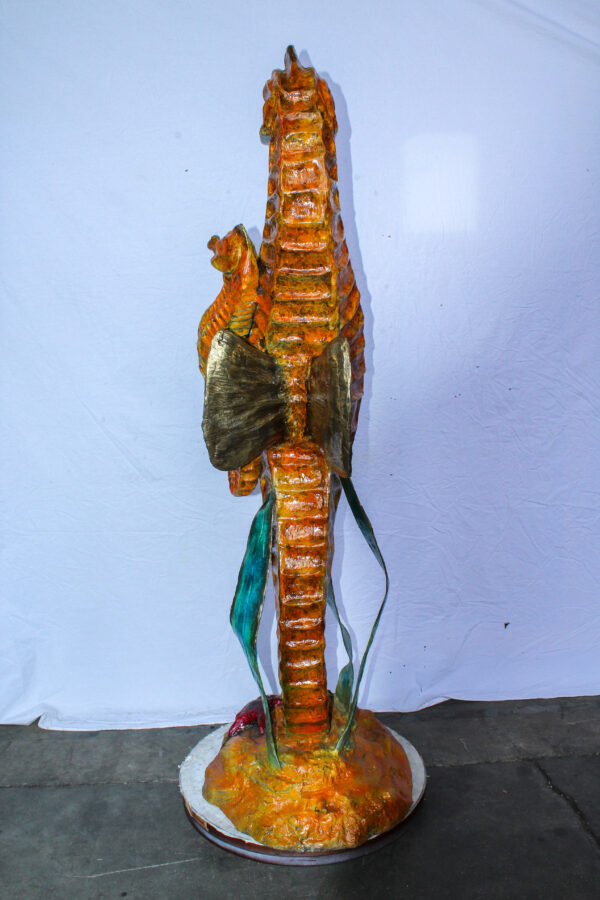 Large Bronze Seahorse and Baby Ocean Fountain Sculpture 26" x 22" x 66"H - Image 6