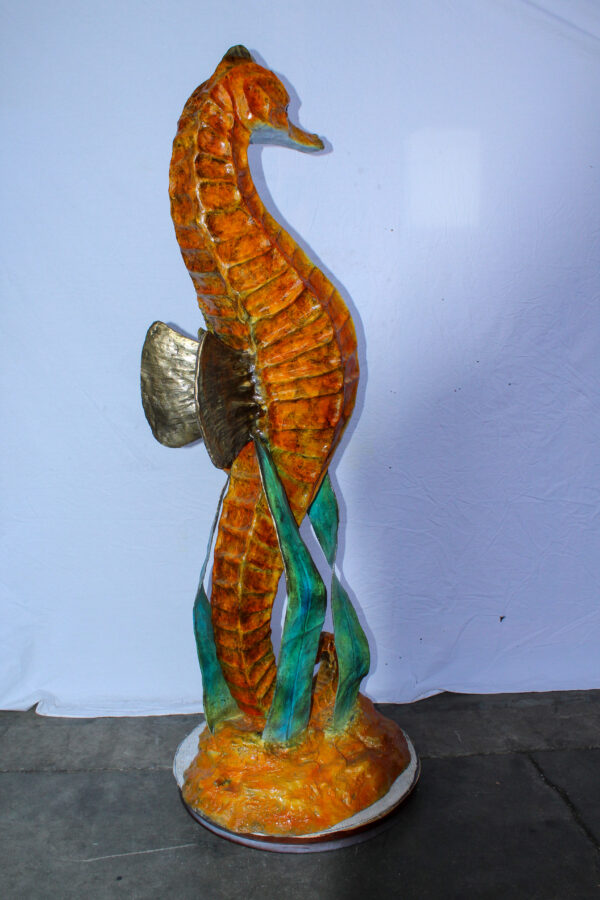 Large Bronze Seahorse and Baby Ocean Fountain Sculpture 26" x 22" x 66"H - Image 7
