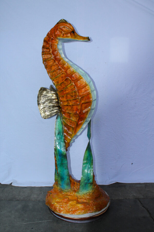Large Bronze Seahorse and Baby Ocean Fountain Sculpture 26" x 22" x 66"H - Image 8