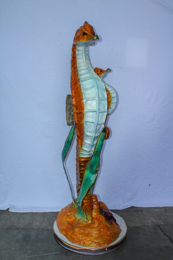 Large Bronze Seahorse and Baby Ocean Fountain Sculpture 26" x 22" x 66"H - Image 11