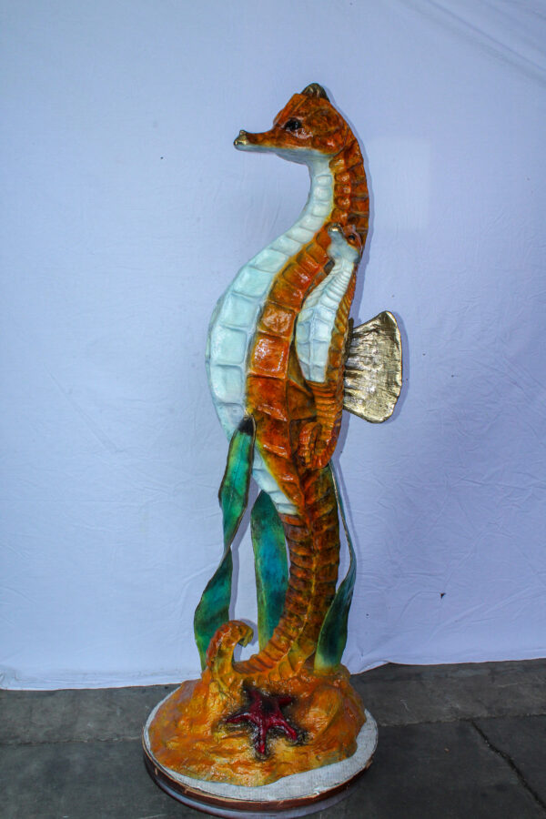 Large Bronze Seahorse and Baby Ocean Fountain Sculpture 26" x 22" x 66"H - Image 12