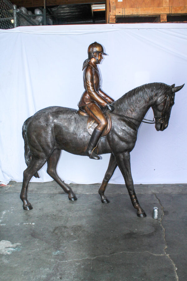 Life Size Bronze Horse and Rider Sculpture Equestrian Art 77" x 31" x 79"H - Image 4