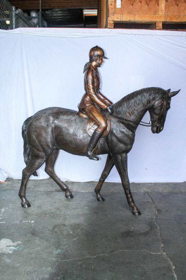 Life Size Bronze Horse and Rider Sculpture Equestrian Art 77" x 31" x 79"H - Image 5
