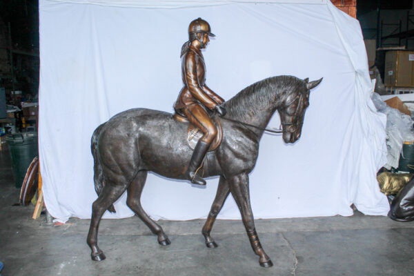 Life Size Bronze Horse and Rider Sculpture Equestrian Art 77" x 31" x 79"H - Image 6
