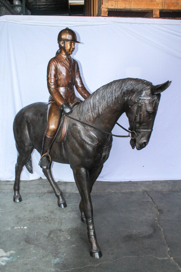 Life Size Bronze Horse and Rider Sculpture Equestrian Art 77" x 31" x 79"H - Image 7