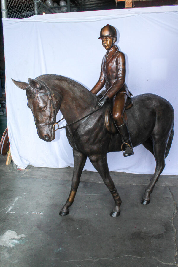 Life Size Bronze Horse and Rider Sculpture Equestrian Art 77" x 31" x 79"H - Image 3