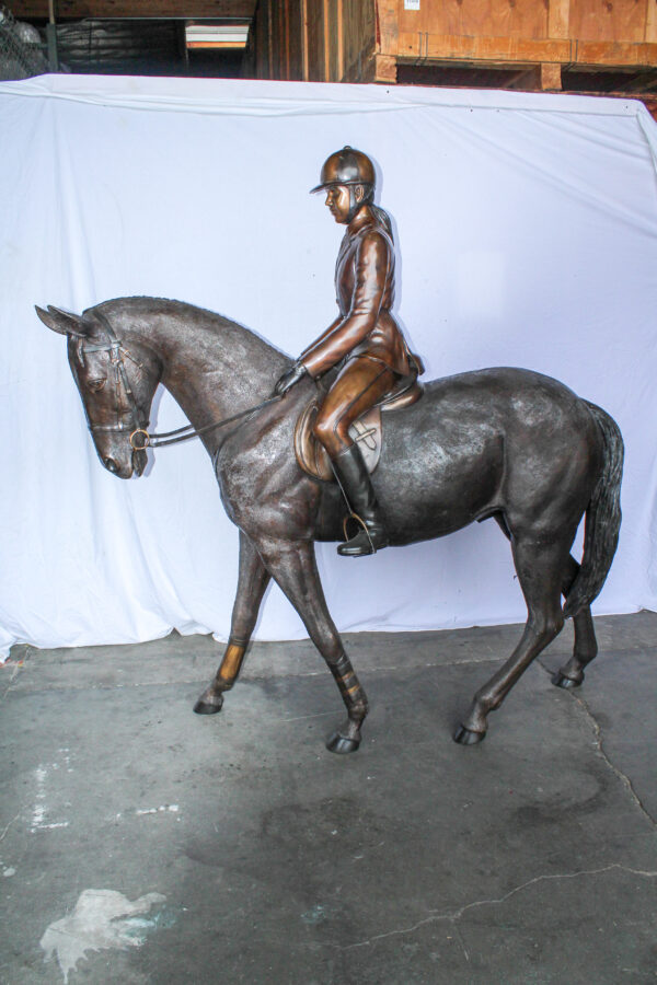Life Size Bronze Horse and Rider Sculpture Equestrian Art 77" x 31" x 79"H - Image 9