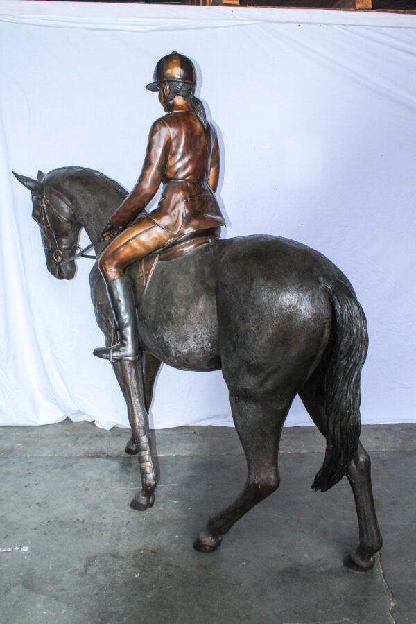 Life Size Bronze Horse and Rider Sculpture Equestrian Art 77" x 31" x 79"H - Image 10