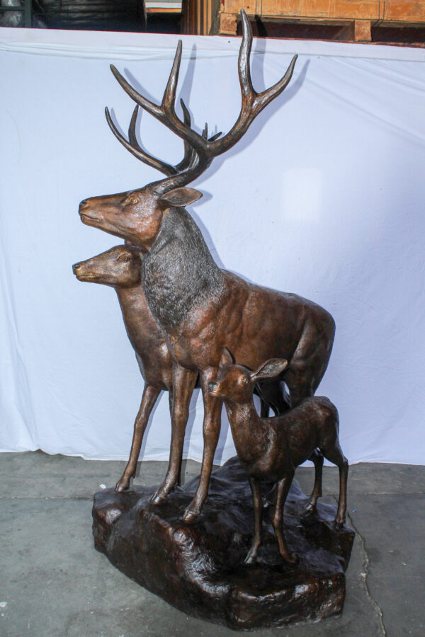 Life Size Bronze Deer Family Sculpture for Outdoor Display 48" x 50" x 81"H - Image 4