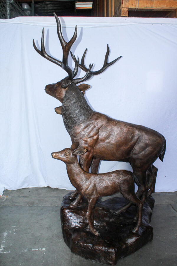 Life Size Bronze Deer Family Sculpture for Outdoor Display 48" x 50" x 81"H - Image 5
