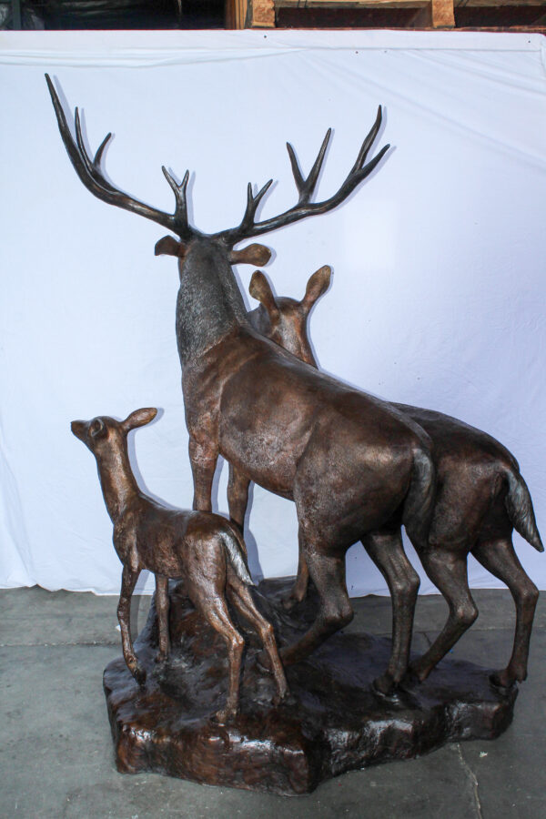 Life Size Bronze Deer Family Sculpture for Outdoor Display 48" x 50" x 81"H - Image 6