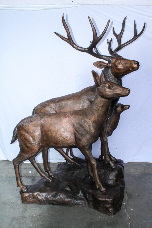 Life Size Bronze Deer Family Sculpture for Outdoor Display 48" x 50" x 81"H - Image 9