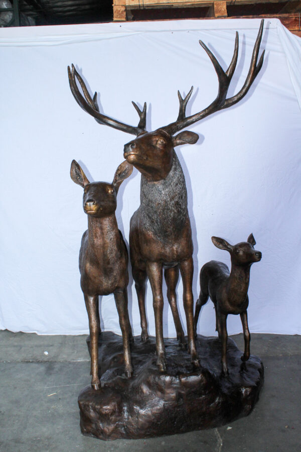 Life Size Bronze Deer Family Sculpture for Outdoor Display 48" x 50" x 81"H - Image 10