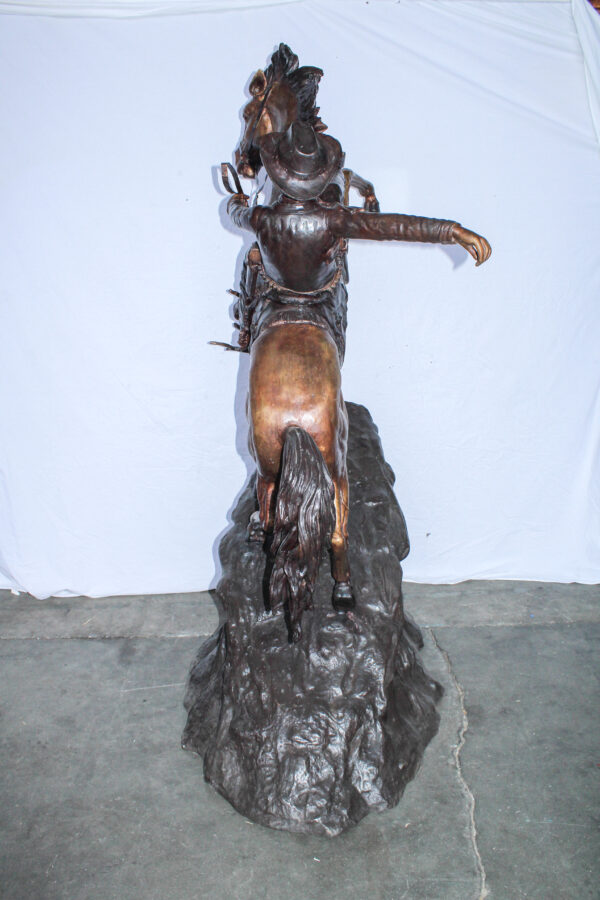 Life Size Bronze Cowboy on Rearing Horse Western Statue 60" x 37" x 81"H - Image 9