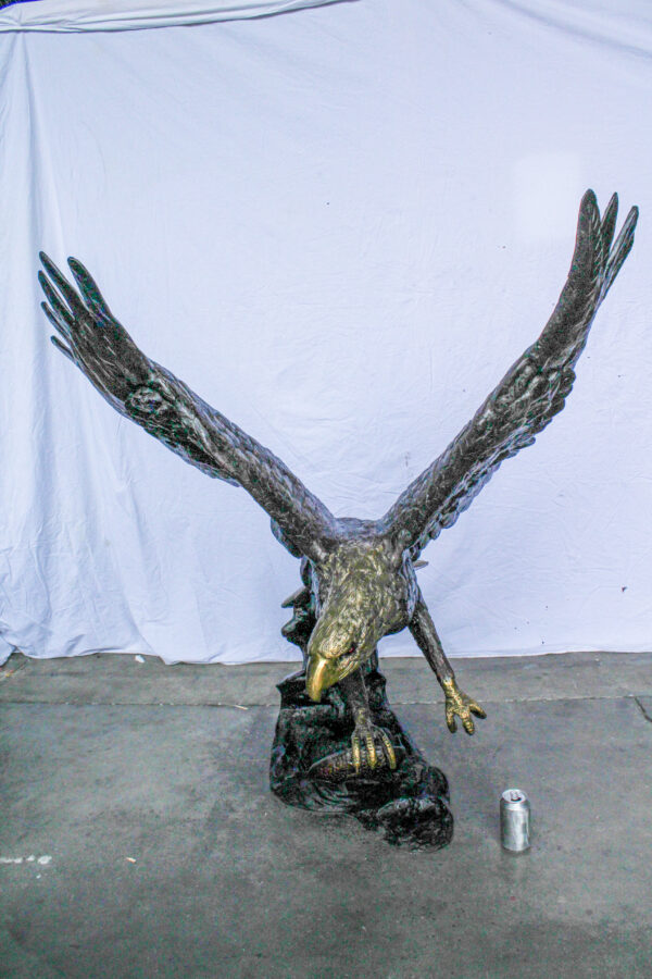 Giant Bronze Eagle Sculpture with Outstretched Wings 54" x 42" x 54"H - Image 11