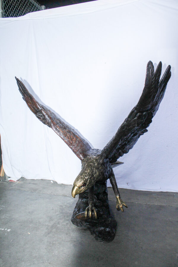 Giant Bronze Eagle Sculpture with Outstretched Wings 54" x 42" x 54"H - Image 3