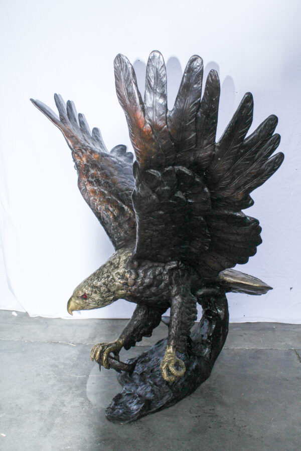 Giant Bronze Eagle Sculpture with Outstretched Wings 54" x 42" x 54"H - Image 4