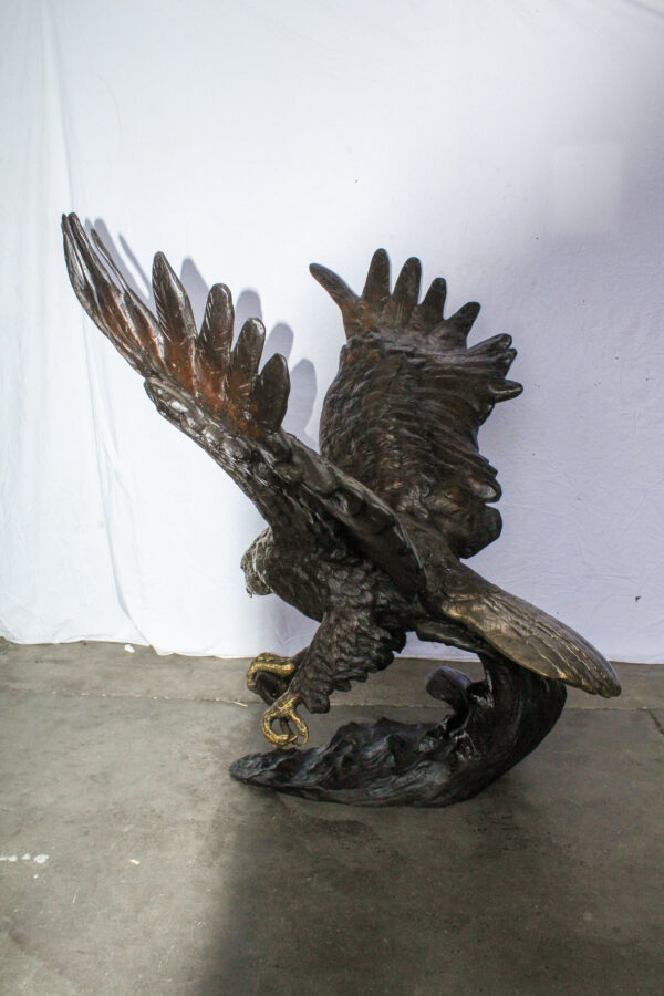 Giant Bronze Eagle Sculpture with Outstretched Wings 54" x 42" x 54"H - Image 5