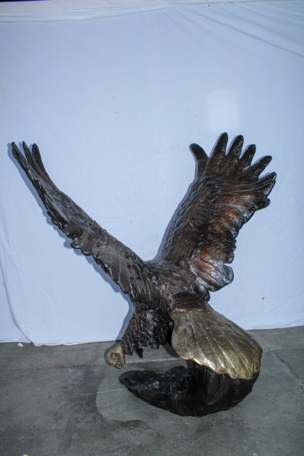 Giant Bronze Eagle Sculpture with Outstretched Wings 54" x 42" x 54"H - Image 6