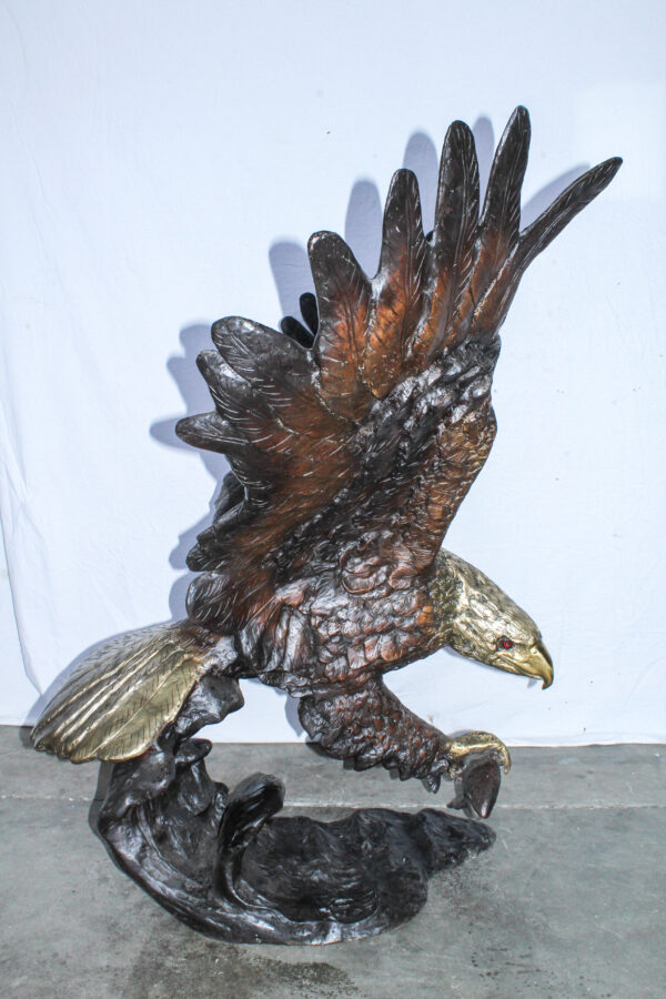 Giant Bronze Eagle Sculpture with Outstretched Wings 54" x 42" x 54"H - Image 7
