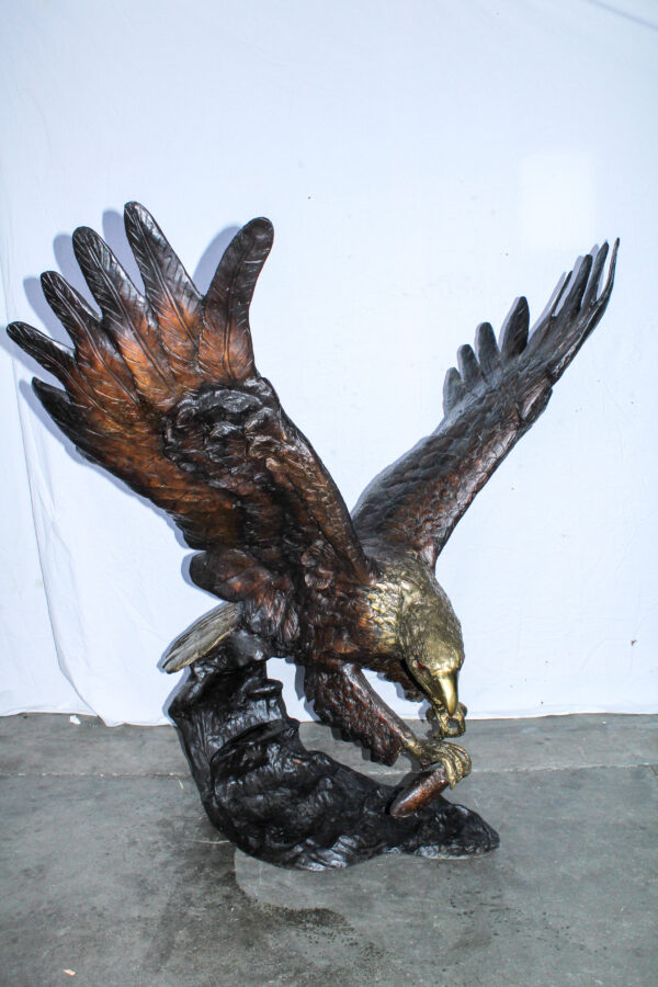 Giant Bronze Eagle Sculpture with Outstretched Wings 54" x 42" x 54"H - Image 8