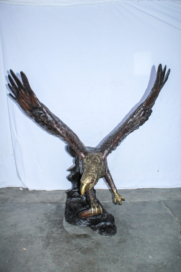 Giant Bronze Eagle Sculpture with Outstretched Wings 54" x 42" x 54"H - Image 9