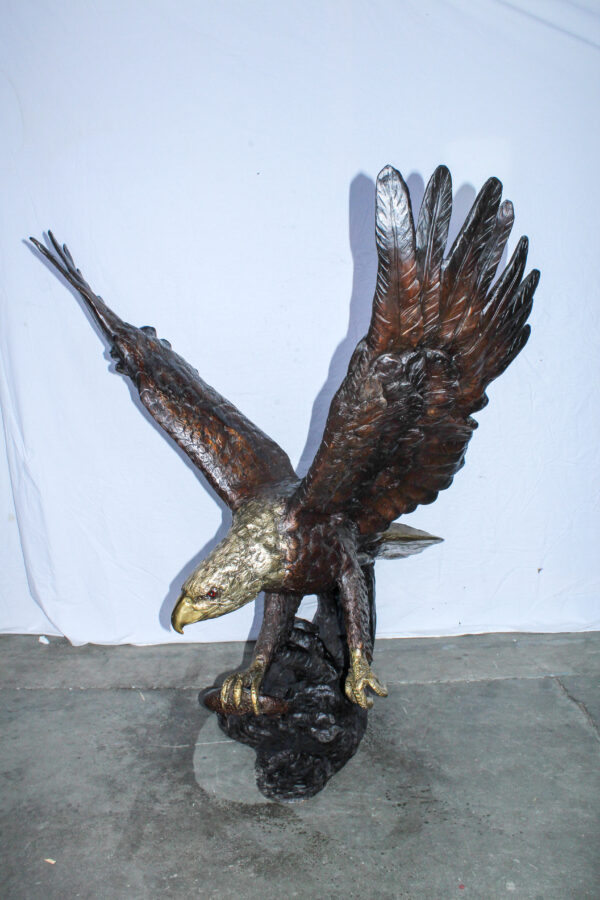 Giant Bronze Eagle Sculpture with Outstretched Wings 54" x 42" x 54"H - Image 10