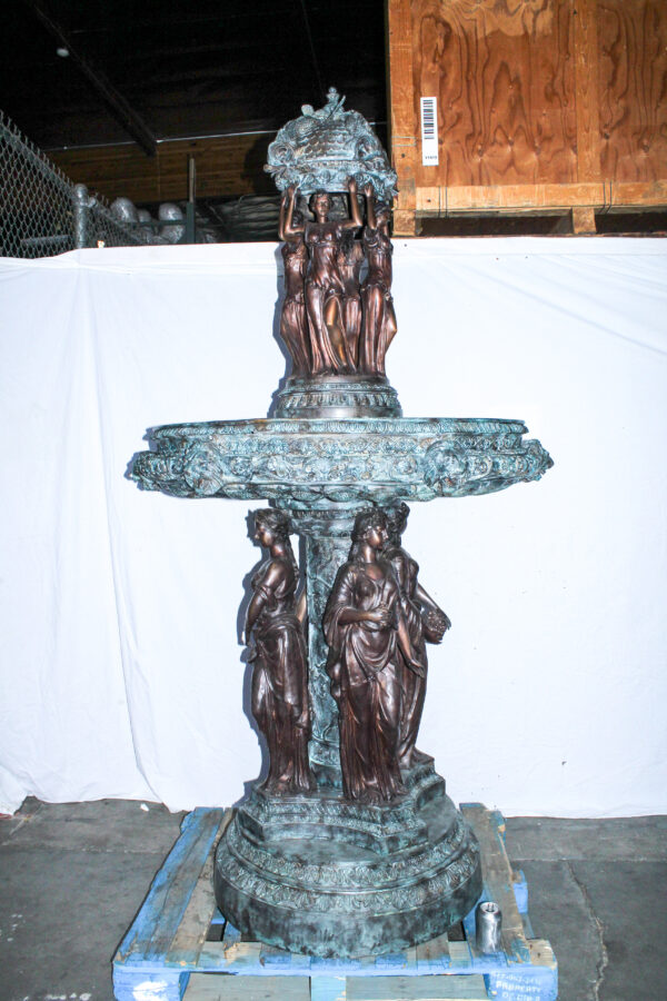 Giant Bronze Four Seasons Fountain with Patina Finish 48" x 48" x 98"H - Image 4