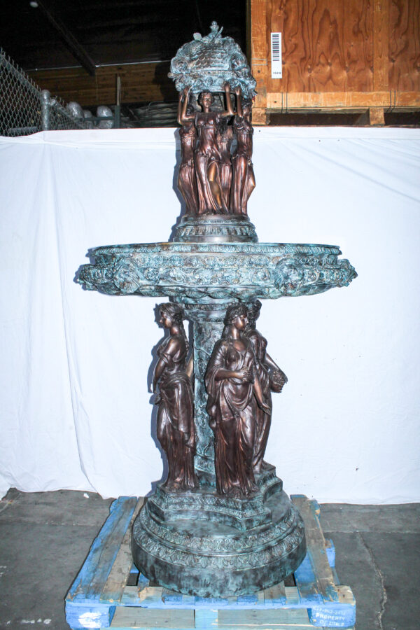 Giant Bronze Four Seasons Fountain with Patina Finish 48" x 48" x 98"H - Image 5