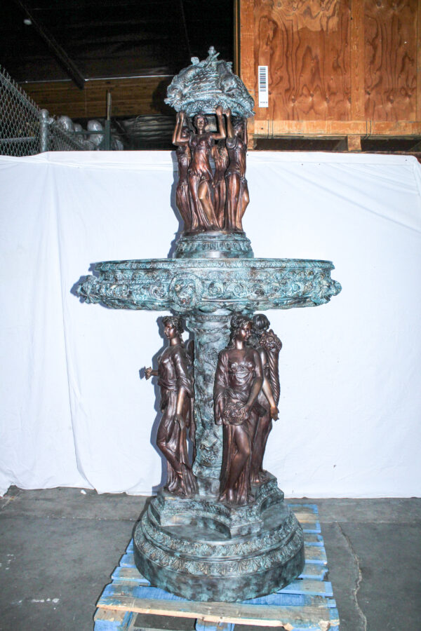 Giant Bronze Four Seasons Fountain with Patina Finish 48" x 48" x 98"H - Image 6