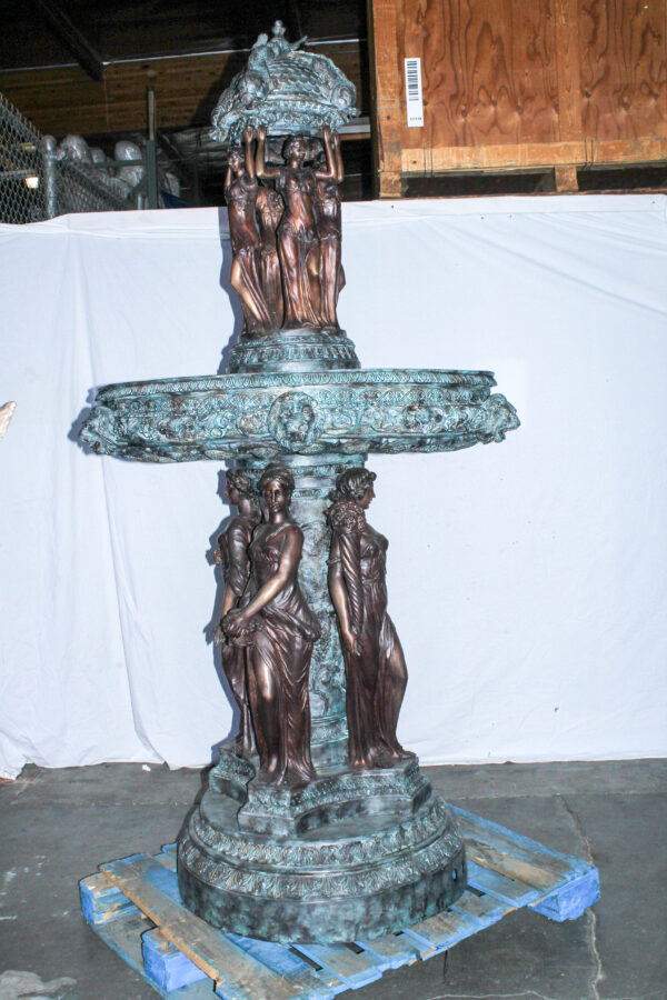 Giant Bronze Four Seasons Fountain with Patina Finish 48" x 48" x 98"H - Image 9