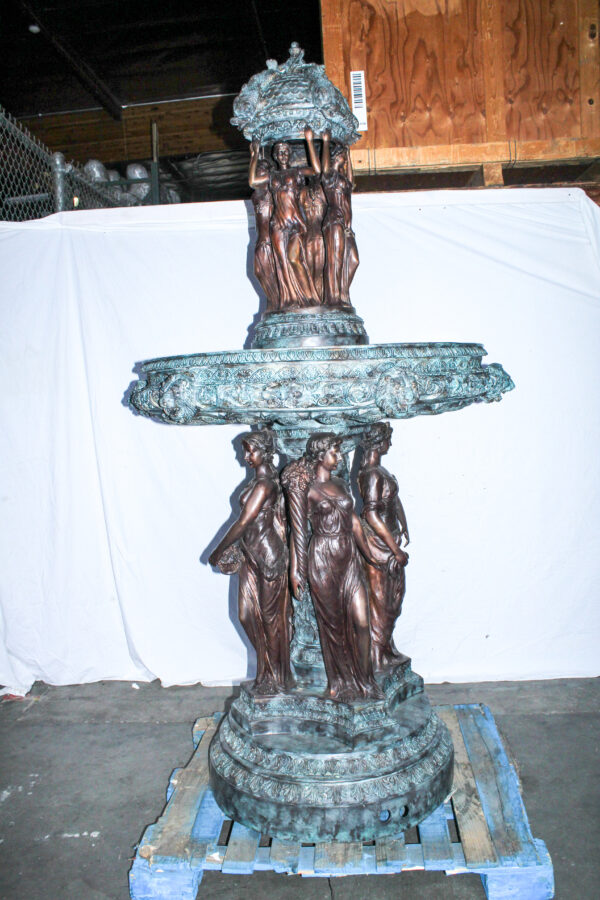 Giant Bronze Four Seasons Fountain with Patina Finish 48" x 48" x 98"H - Image 10
