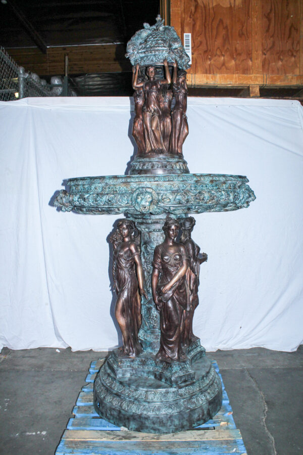 Giant Bronze Four Seasons Fountain with Patina Finish 48" x 48" x 98"H - Image 11