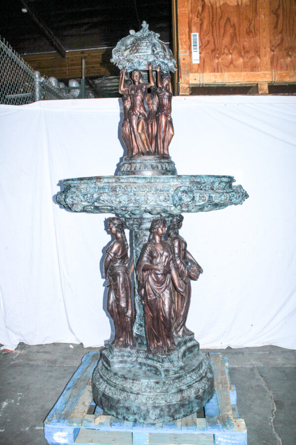 Giant Bronze Four Seasons Fountain with Patina Finish 48" x 48" x 98"H - Image 12