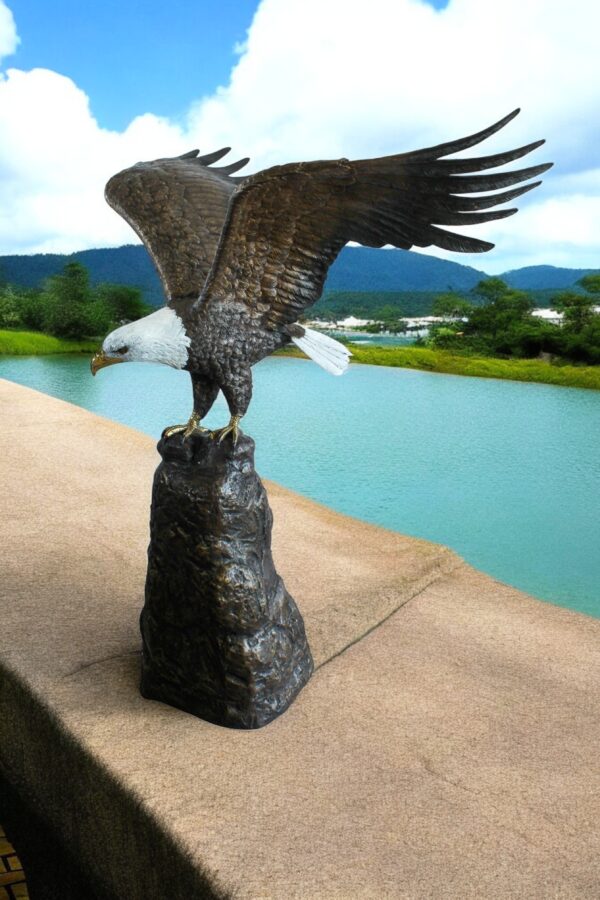 Bald Eagle Bronze Statue with White Head and His Wings Spread 51" x 36" x 58"H - Image 11