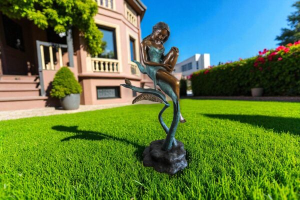 Beautiful Girl Bronze Statue on a Vine With Bird and Pinecone 26" x 24" x 53"H - Image 10