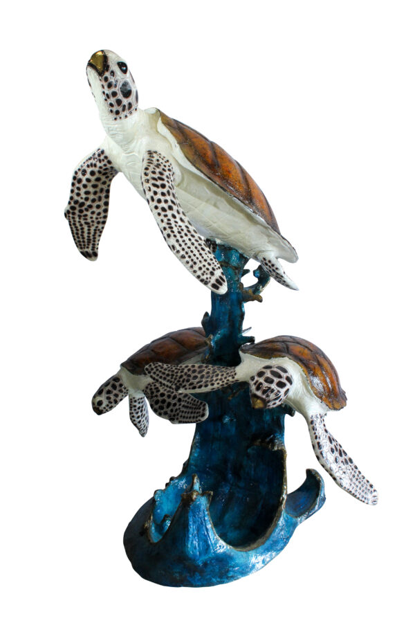 Giant Bronze Three Sea Turtles Fountain Statue Coral Base 50" x 40" x 68"H