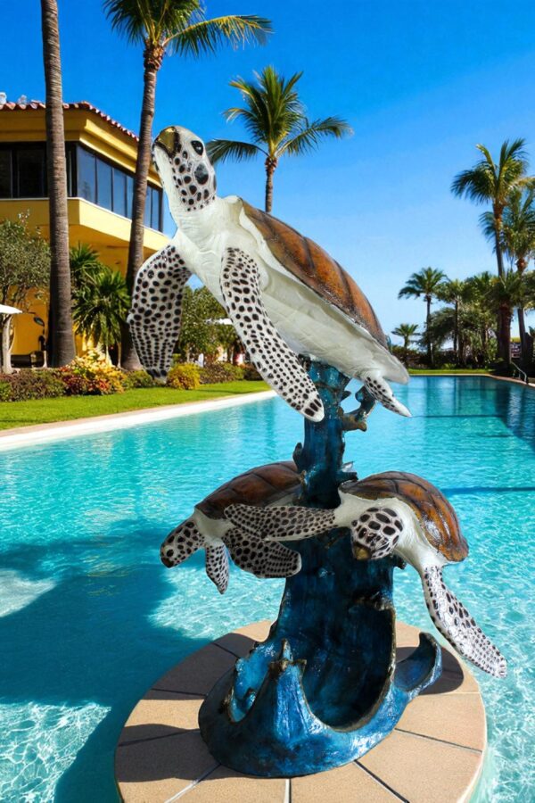 Giant Bronze Three Sea Turtles Fountain Statue Coral Base 50" x 40" x 68"H - Image 11