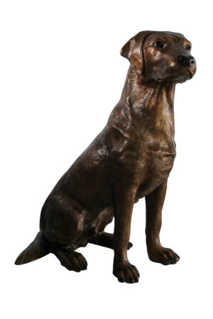 Large Bronze Labrador Retriever Dog Statue in Sitting Pose   28" x 19" x 31"H