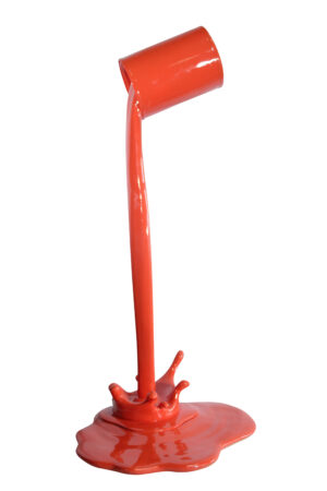 Orange Pouring Paint Can Resin Sculpture Modern Art Decor 25" x 21" x 48"H