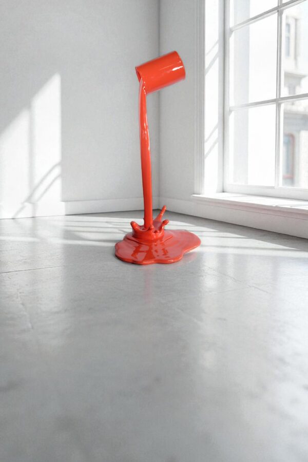 Orange Pouring Paint Can Resin Sculpture Modern Art Decor 25" x 21" x 48"H - Image 12