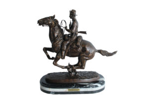 Remington Replica Trooper of the Plains Bronze Statue on Marble 21" x 8" x 22"H